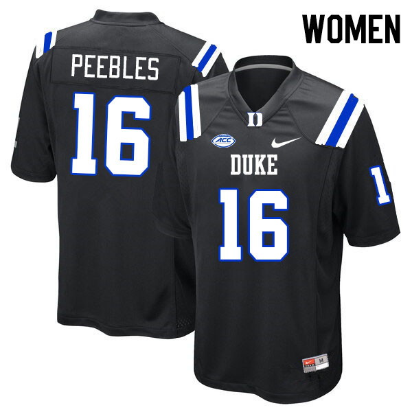 Women #16 Aeneas Peebles Duke Blue Devils College Football Jerseys Stitched-Black